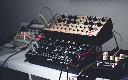 hardware black and gray audio mixer computer